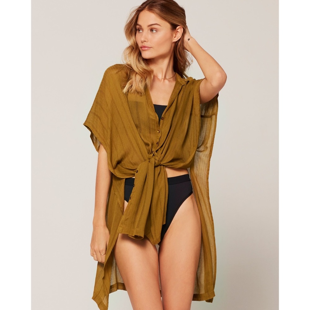 L*Space Anita Cover Up Shirt Dress In Moss